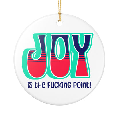 Teal Blue Red Joy Ceramic Ornament,  (explicit)
