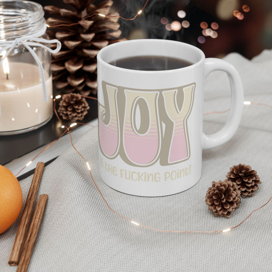 Tan Pink Joy Ceramic Mug, (11oz, 15oz)