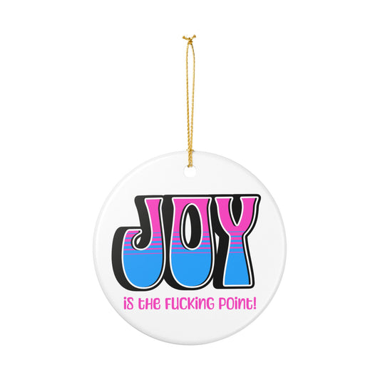 Black Pink Blue Joy Ceramic Ornament,  (explicit)