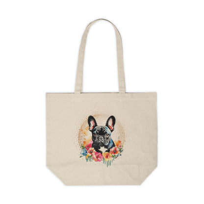 Black Frenchie Canvas Shopping Bag