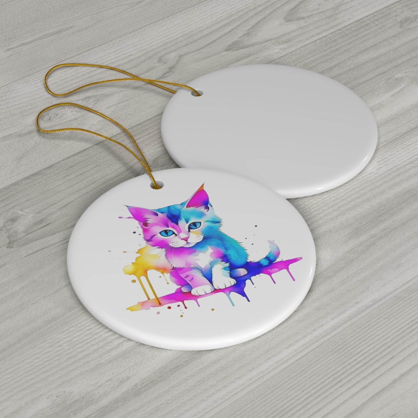 Vibrant Kitten Ceramic Ornament