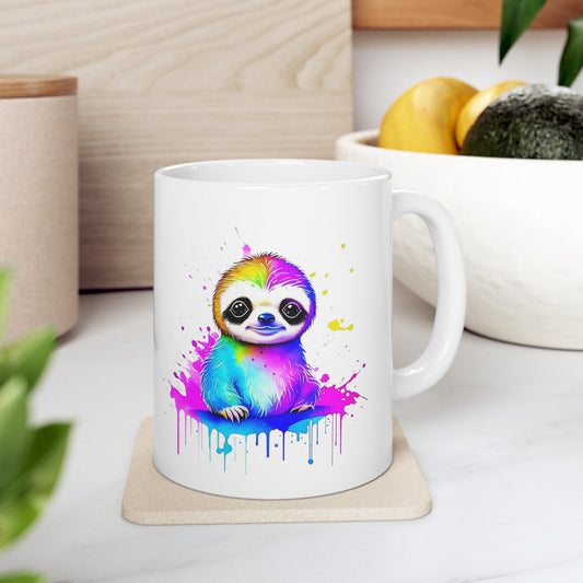 Vibrant Sloth Ceramic Mug 11oz