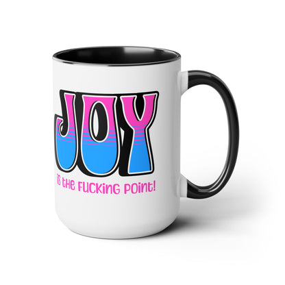 Black Pink Blue Joy Two-Tone Mug, 15oz