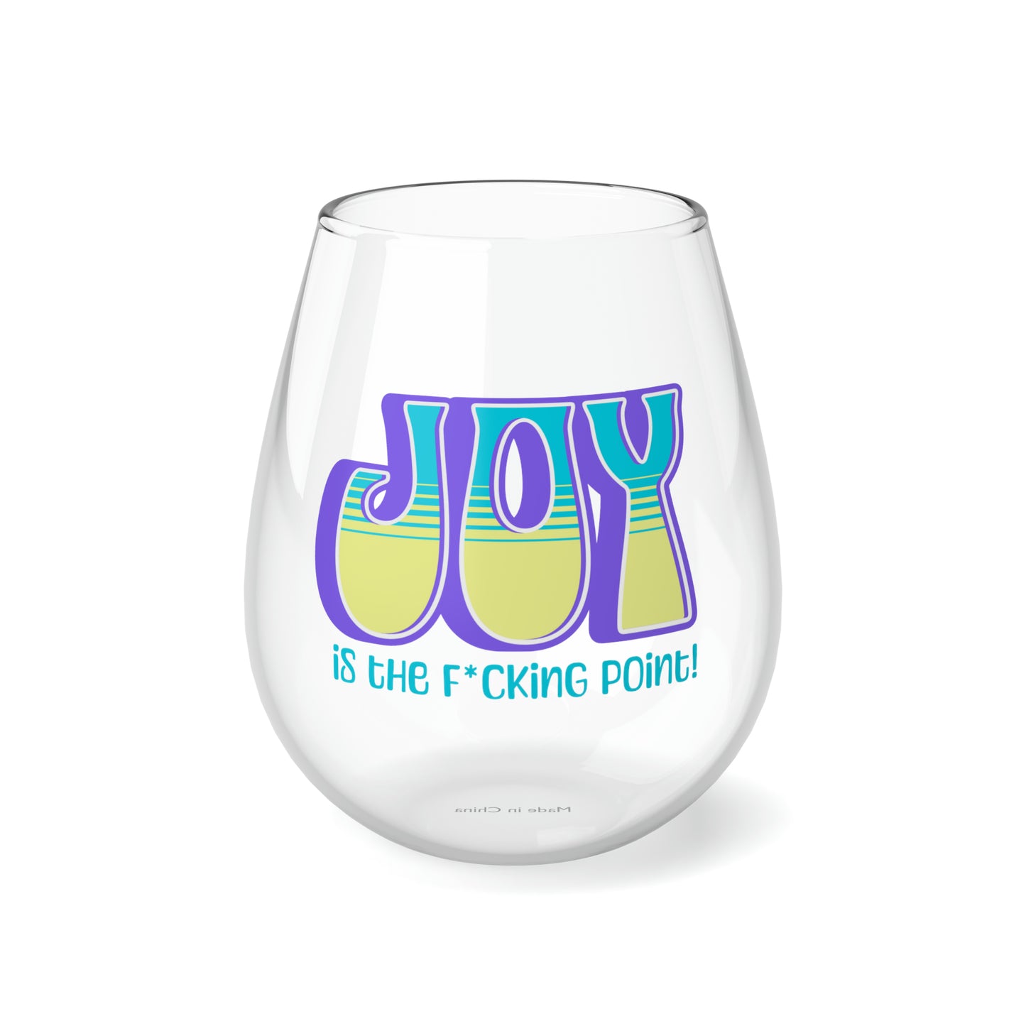 JOY (purple blue yellow) Stemless Wine Glass, 11.75oz