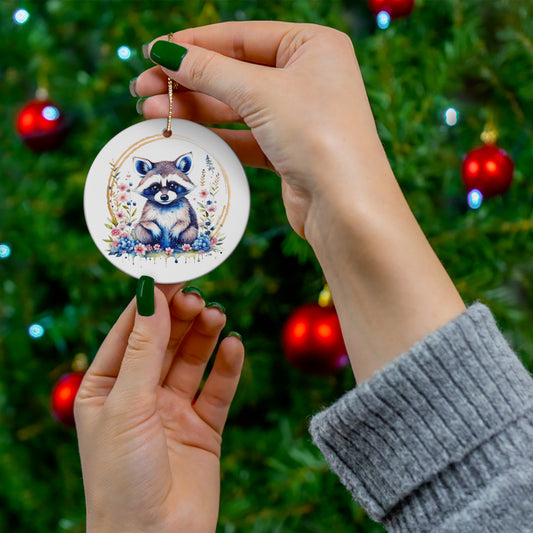 Golden Raccoon Ceramic Ornament