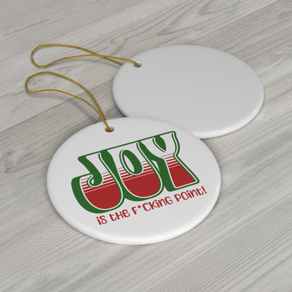 JOY censored (Green Holiday) Ceramic Ornament