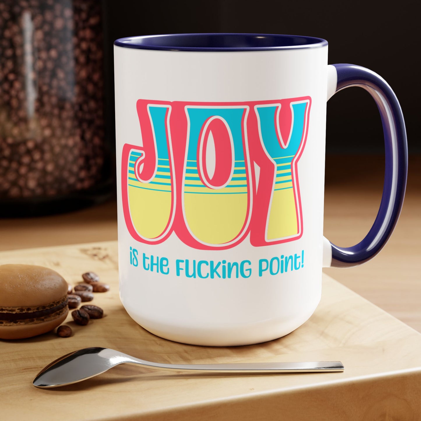 Salmon Blue Yellow Joy Two-Tone Mug, 15oz