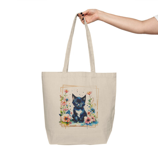 Black Kitten Canvas Shopping Bag