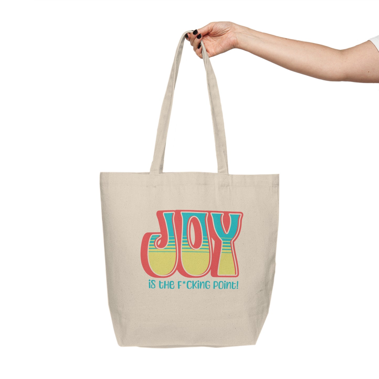 JOY (salmon blue yellow) Canvas Shopping Bag