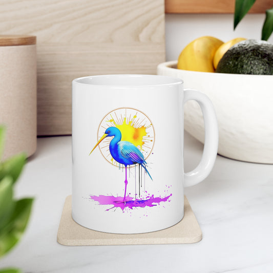 Vibrant Heron Ceramic Mug 11oz