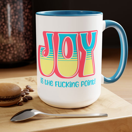 Salmon Blue Yellow Joy Two-Tone Mug, 15oz