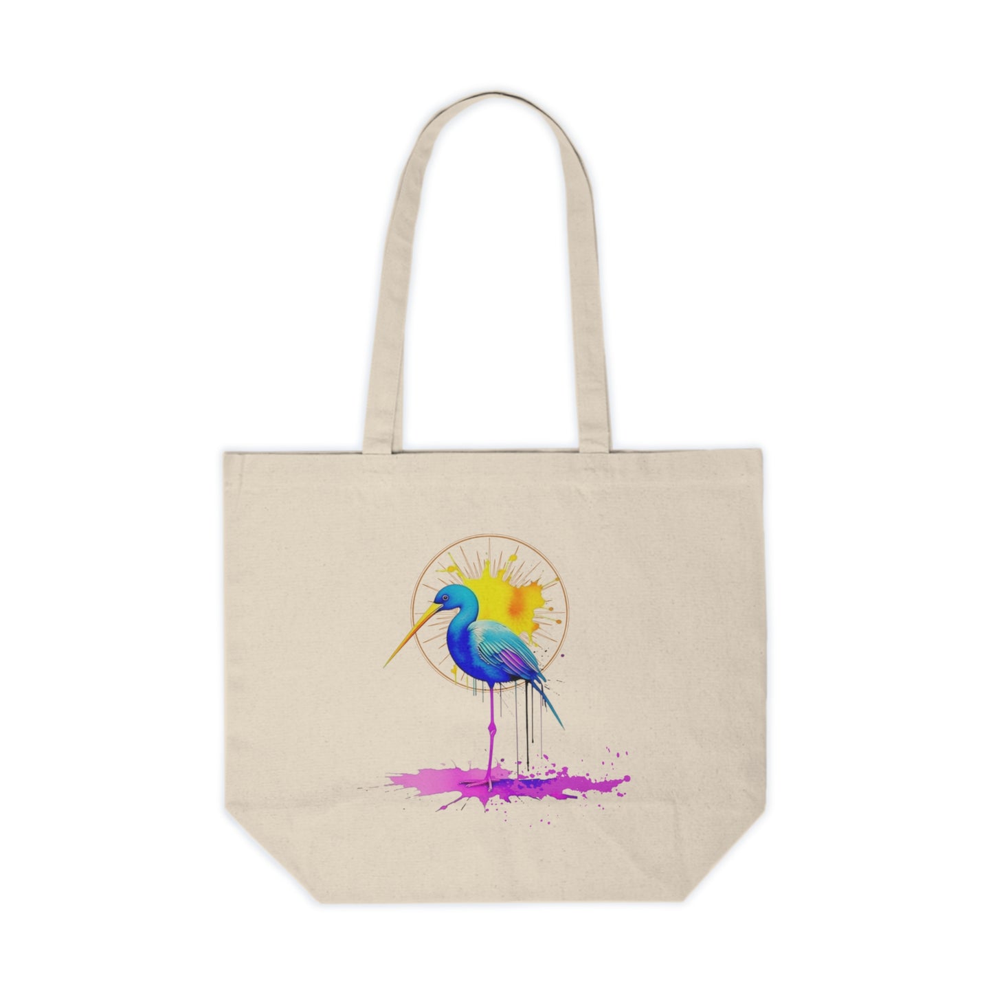 Vibrant Heron Canvas Shopping Bag