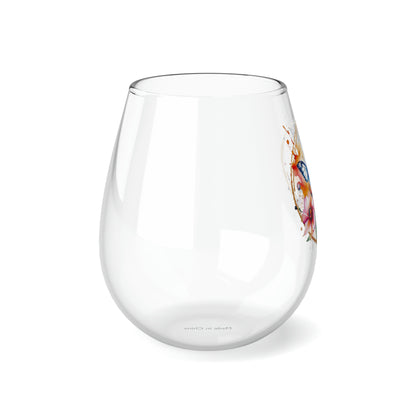 Golden Butterfly 2 Stemless Wine Glass, 11.75oz