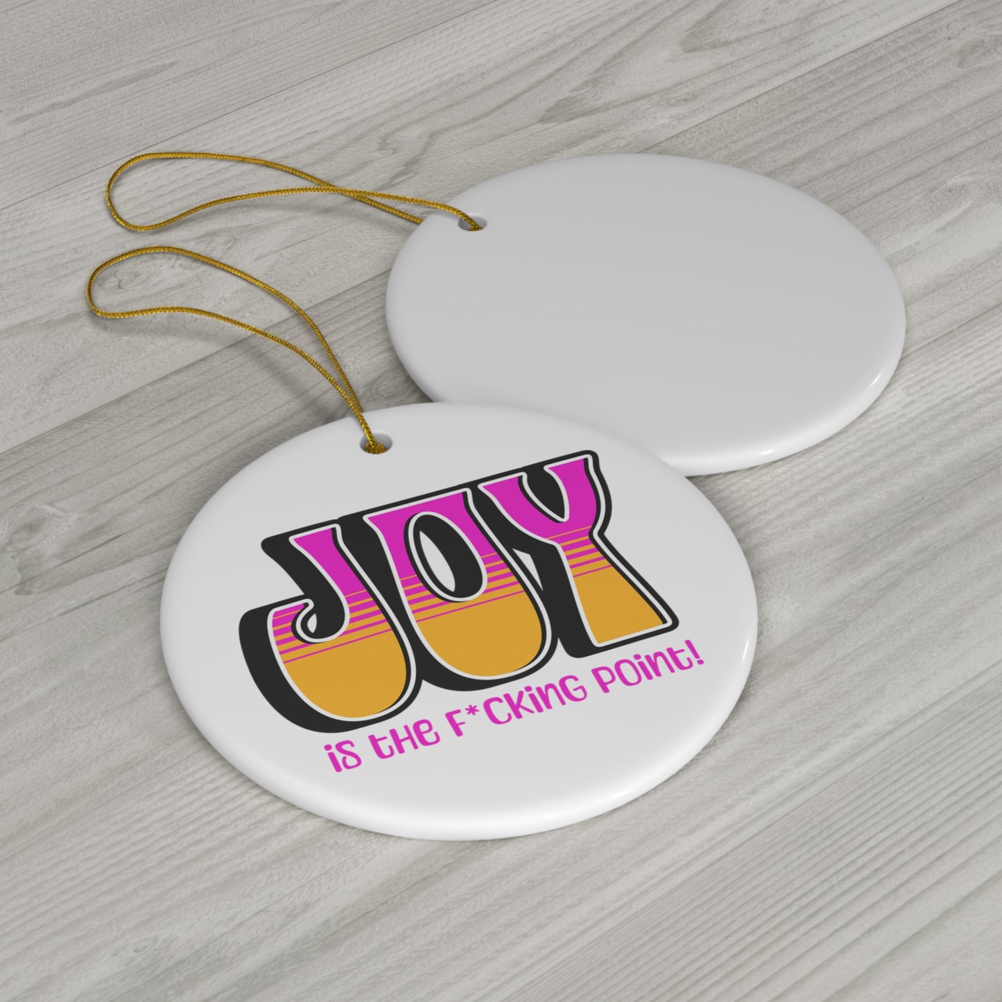 JOY (Black Pink Orange) Ceramic Ornament