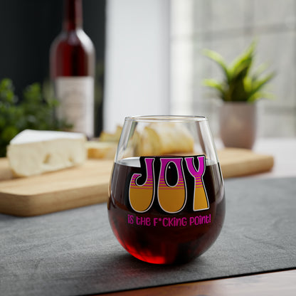 JOY (black pink orange) Stemless Wine Glass, 11.75oz