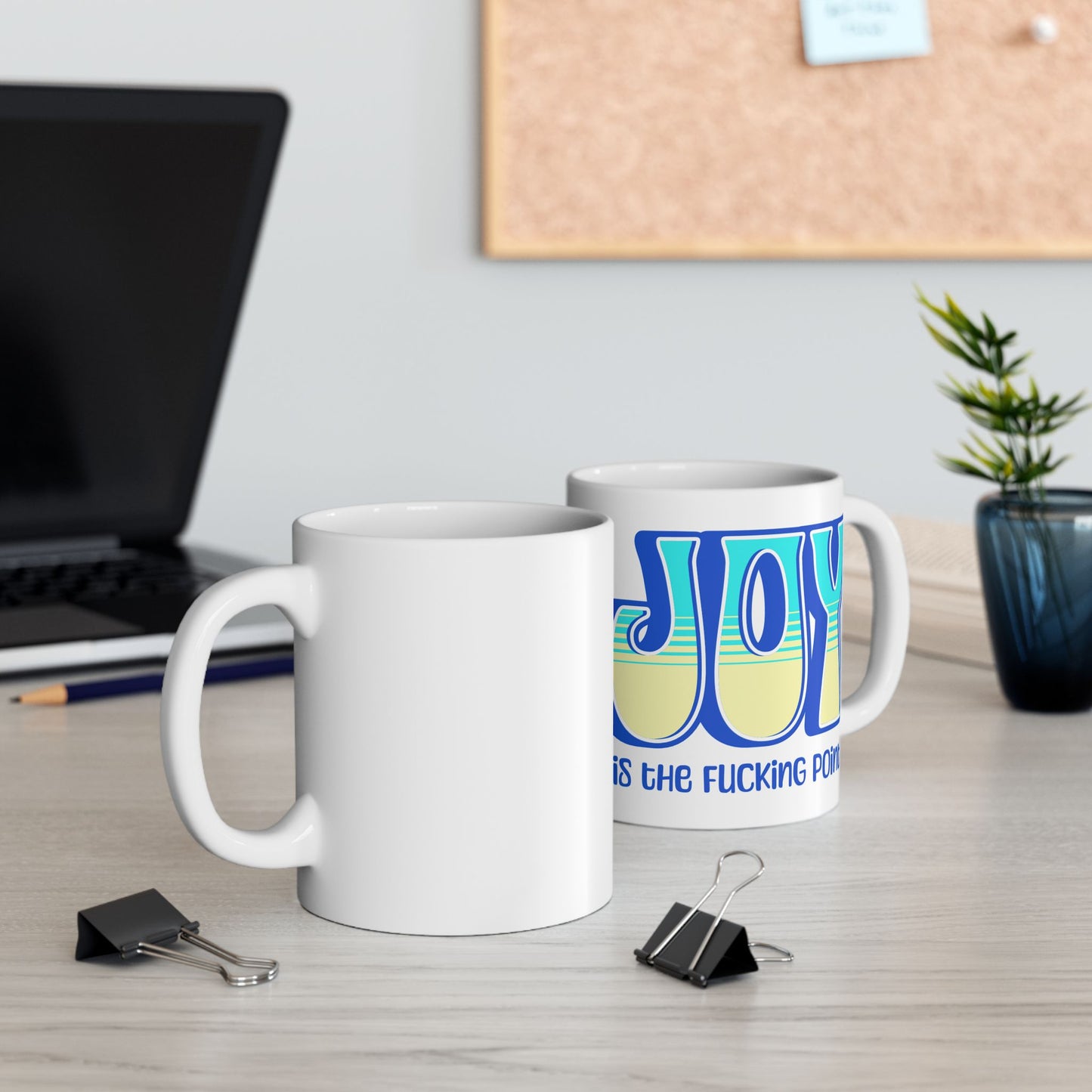 Blue Teal Yellow Joy Ceramic Mug, (11oz, 15oz)