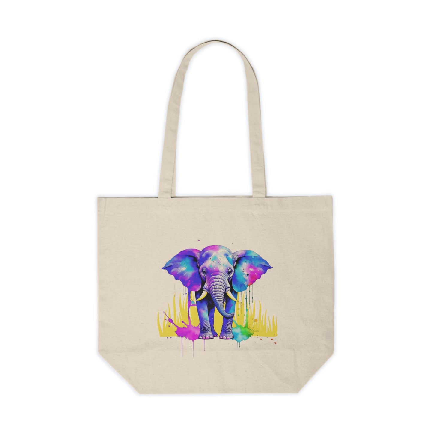 Vibrant Elephant Canvas Shopping Bag