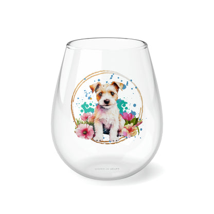 Golden Terrier Stemless Wine Glass, 11.75oz