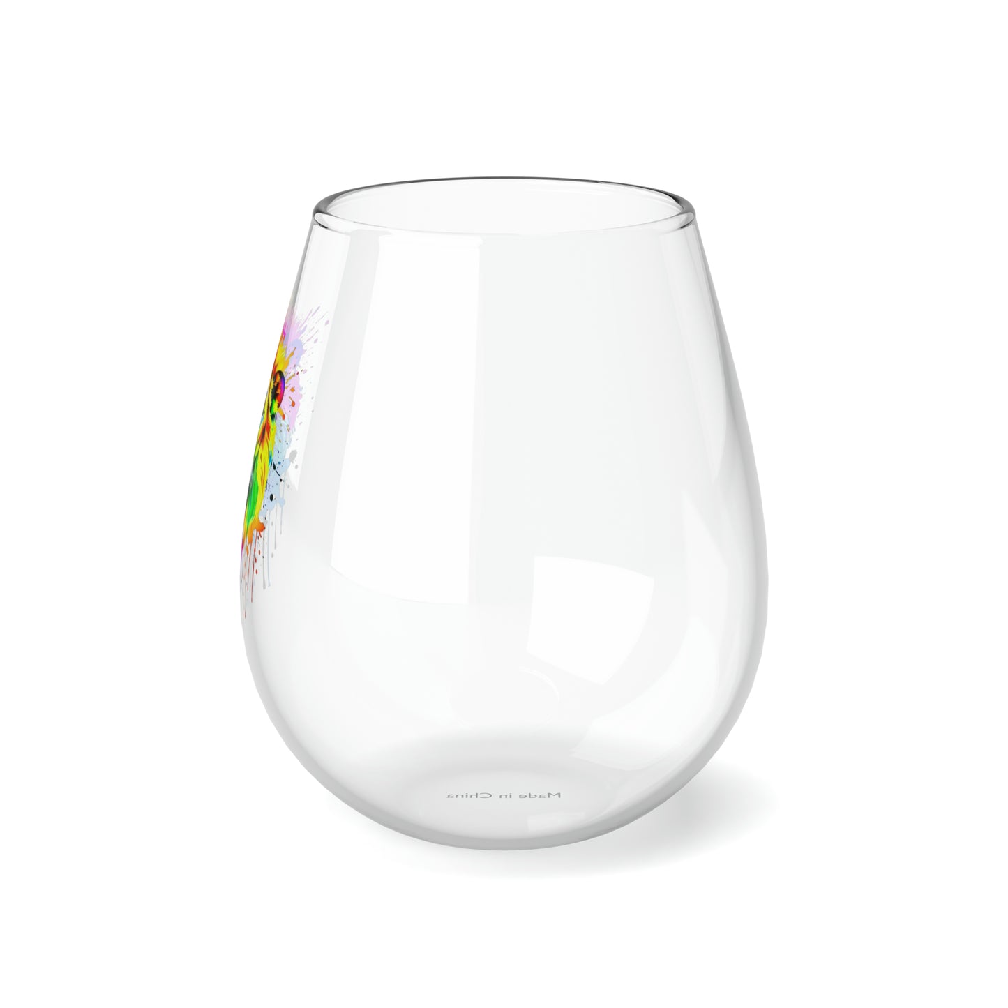 Vibrant Lion Stemless Wine Glass, 11.75oz