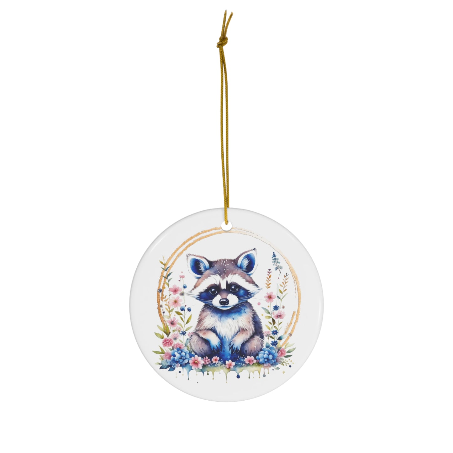 Golden Raccoon Ceramic Ornament