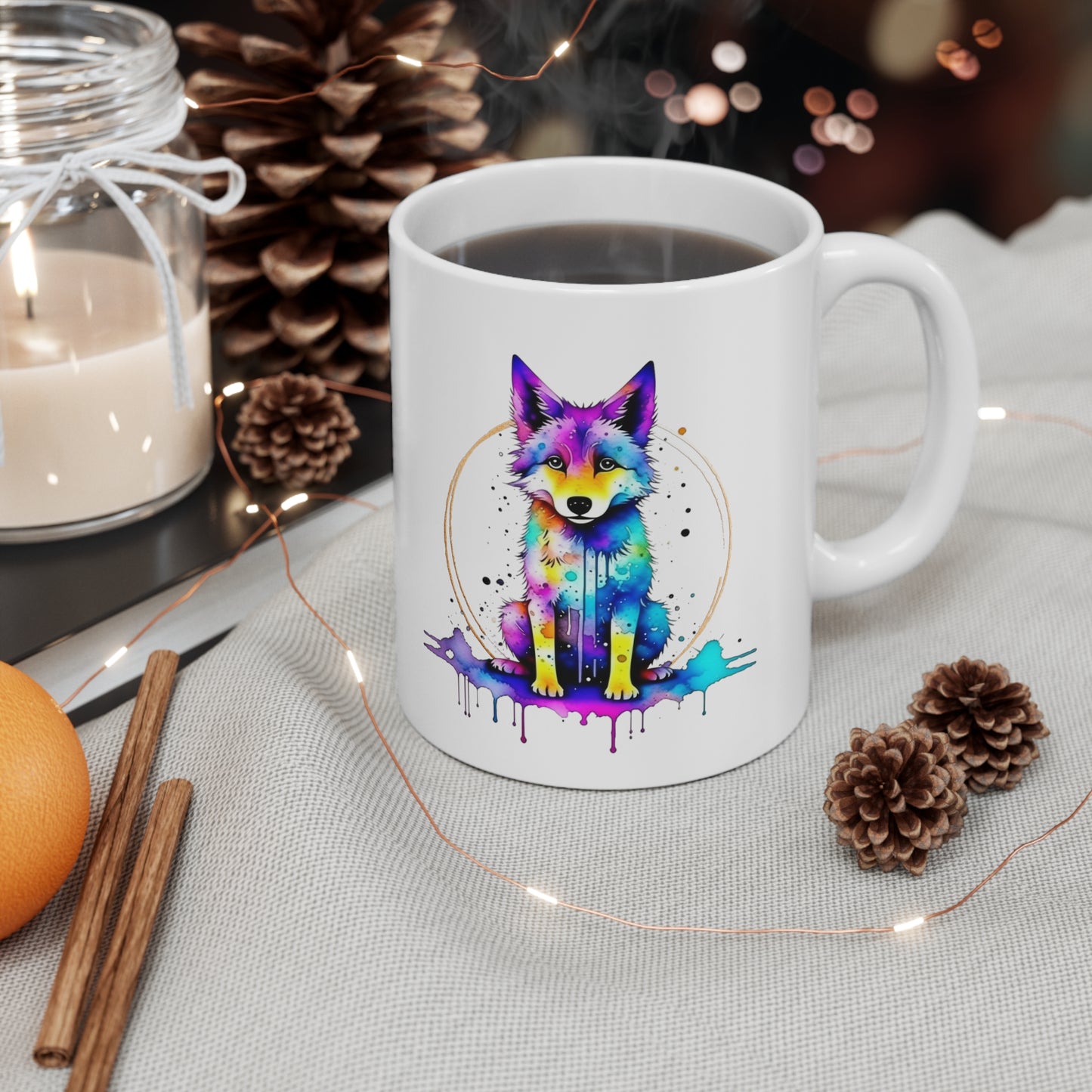 Vibrant Wolf Ceramic Mug 11oz