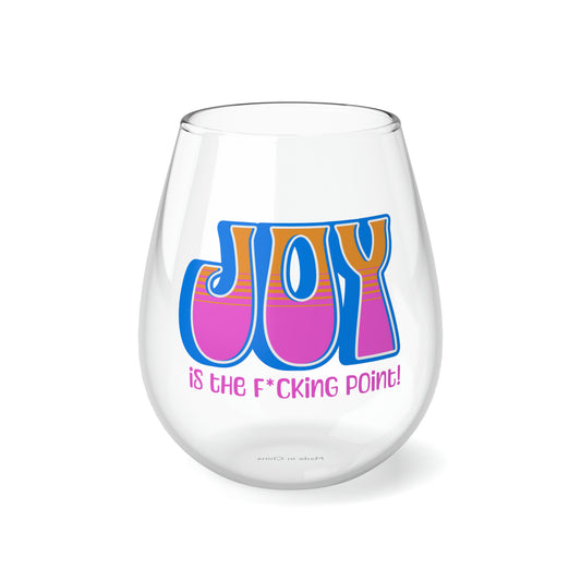 JOY (blue pink orange) Stemless Wine Glass, 11.75oz