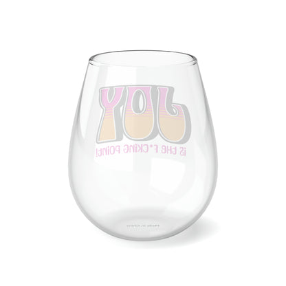 JOY (black pink orange) Stemless Wine Glass, 11.75oz