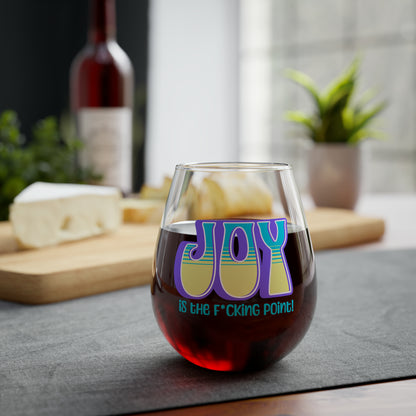 JOY (purple blue yellow) Stemless Wine Glass, 11.75oz