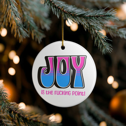 Black Pink Blue Joy Ceramic Ornament,  (explicit)