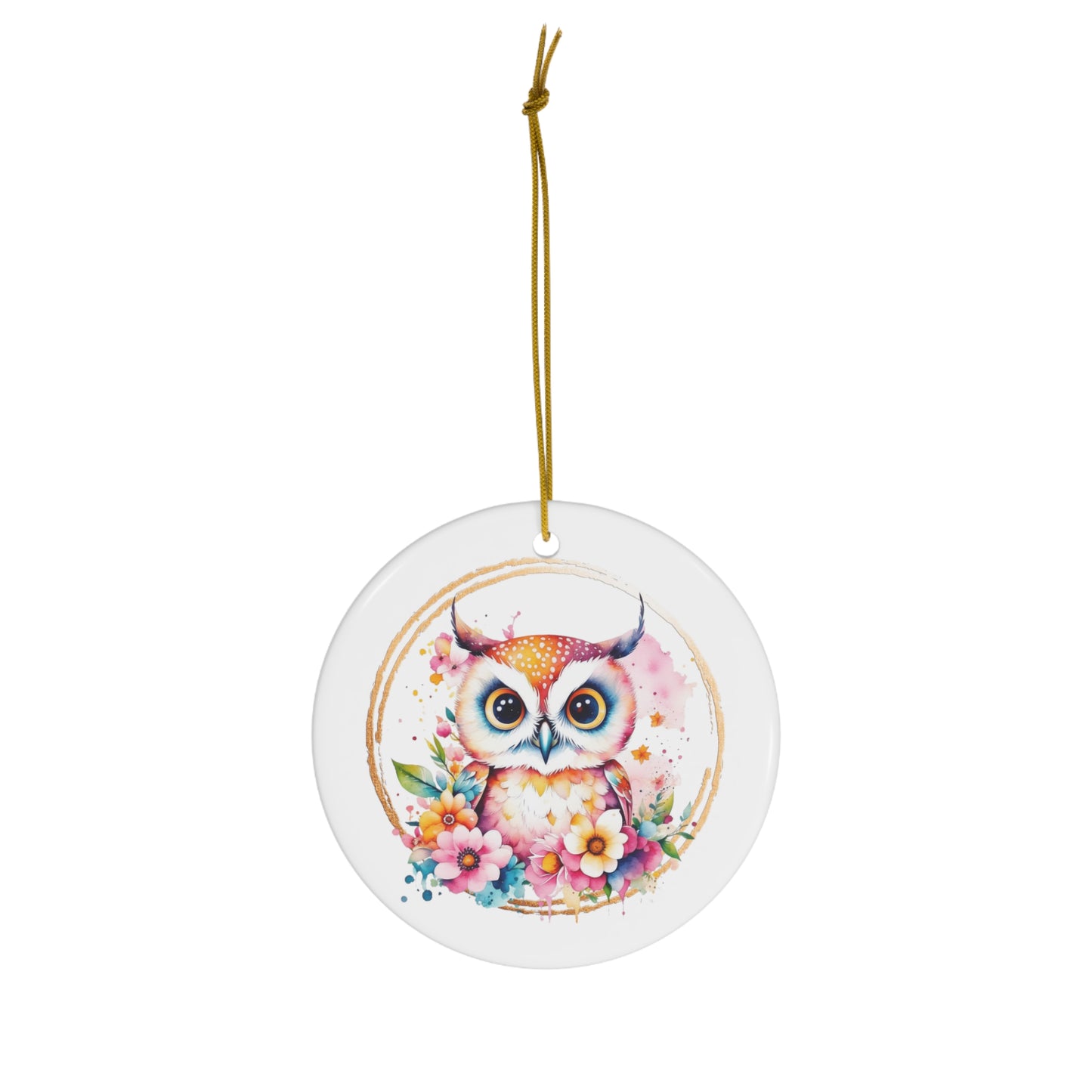 Golden Owl Ceramic Ornament