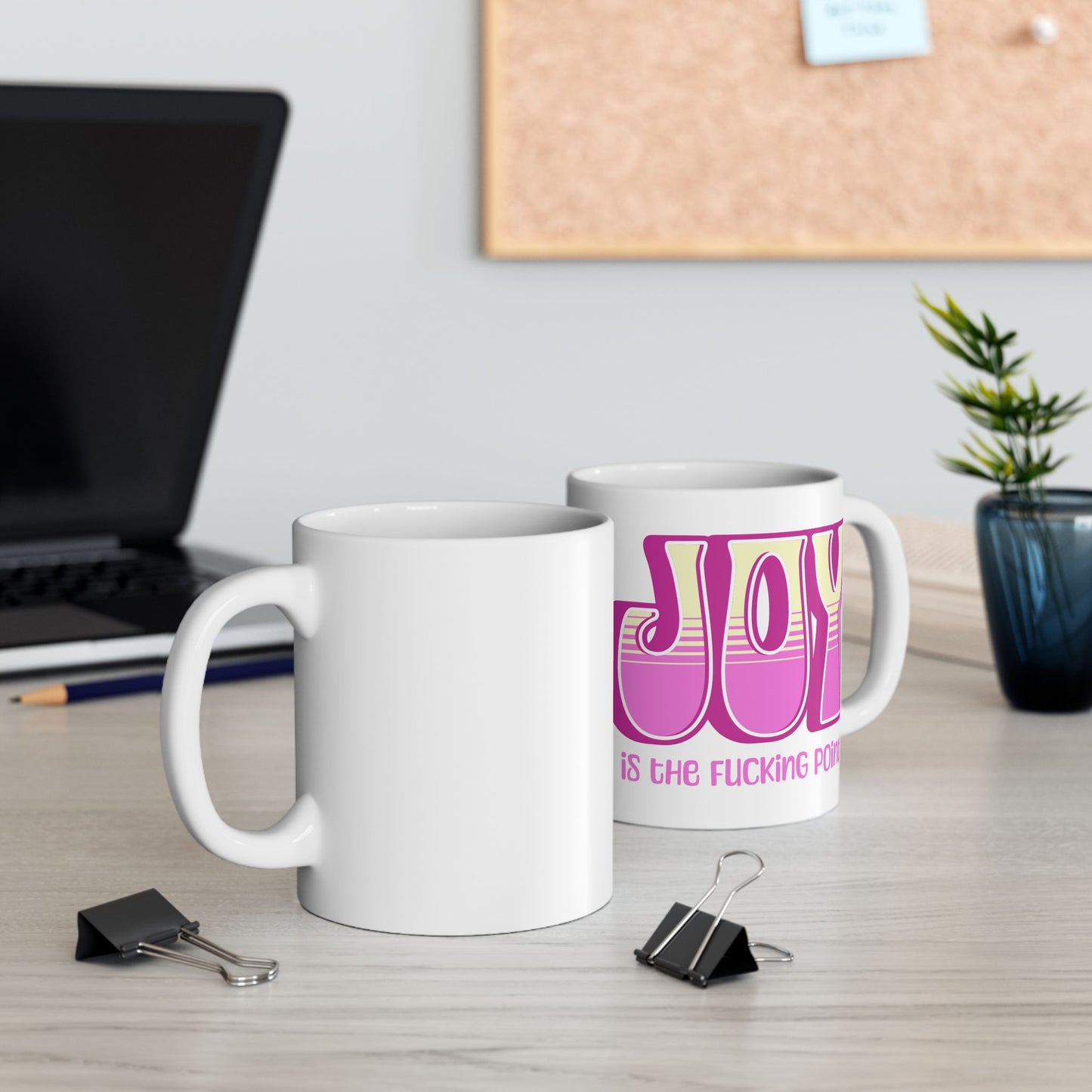 Pink Pink Yellow Joy Ceramic Mug, (11oz, 15oz)