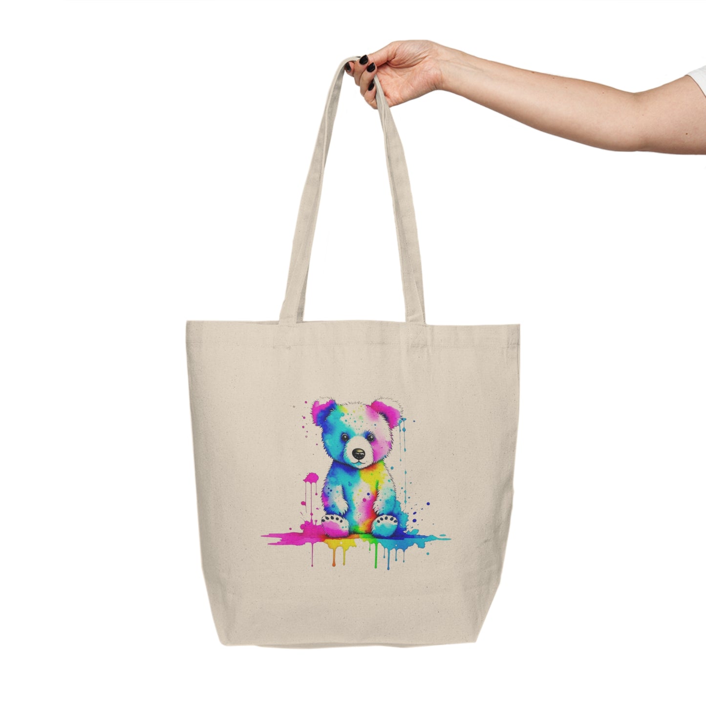 Vibrant Bear Canvas Shopping Bag