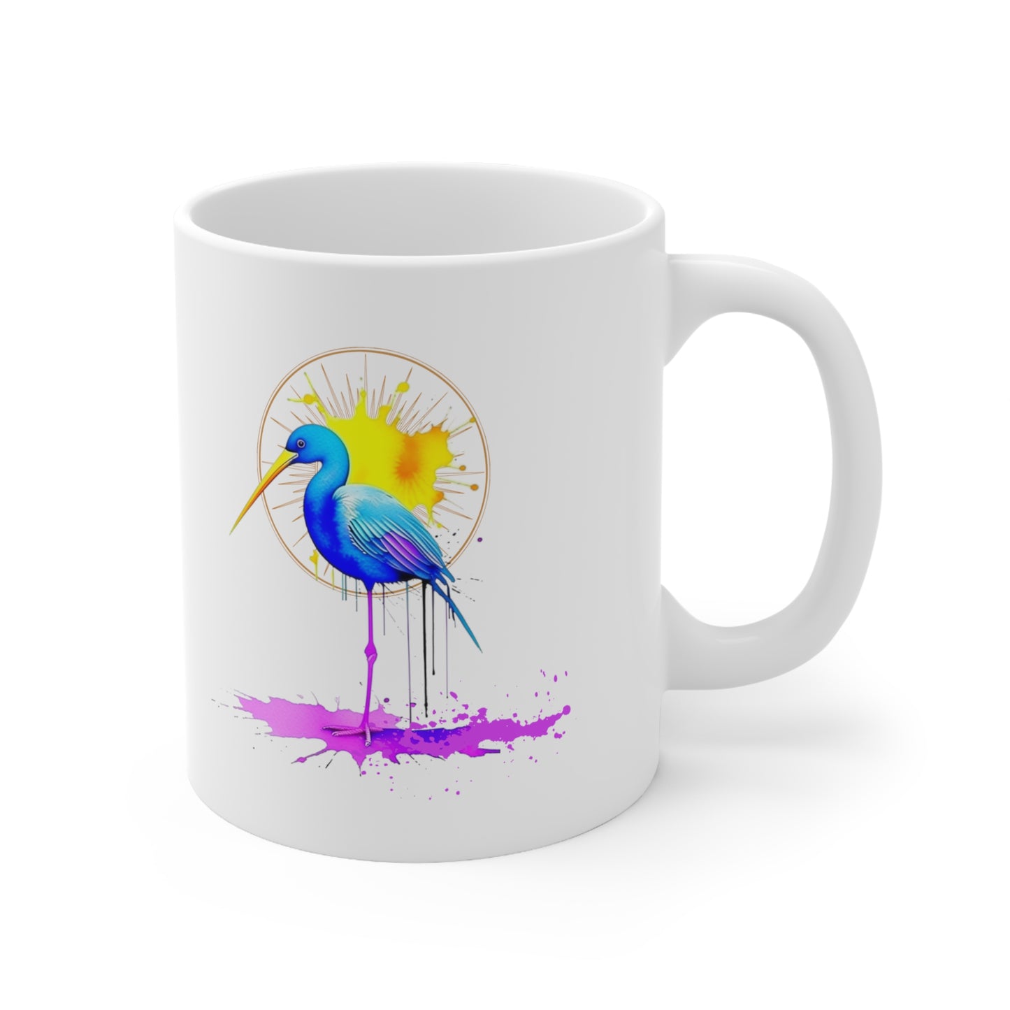 Vibrant Heron Ceramic Mug 11oz