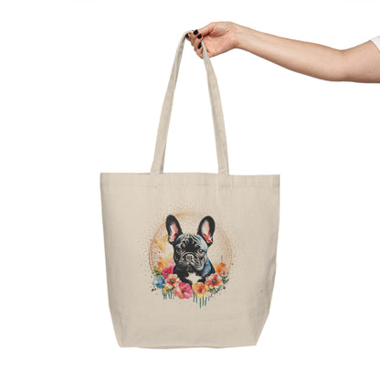 Black Frenchie Canvas Shopping Bag