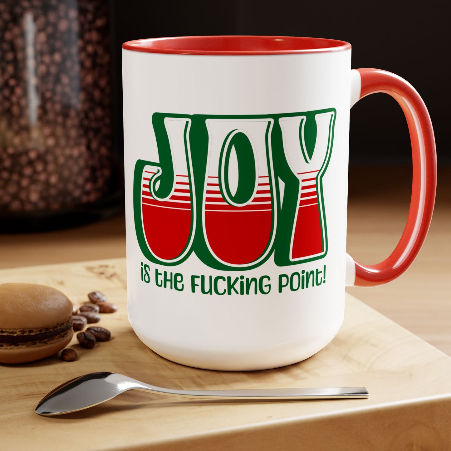 Green Holiday Joy Two-Tone Mug, 15oz