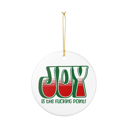 Green Holiday Joy Ceramic Ornament,  (explicit)