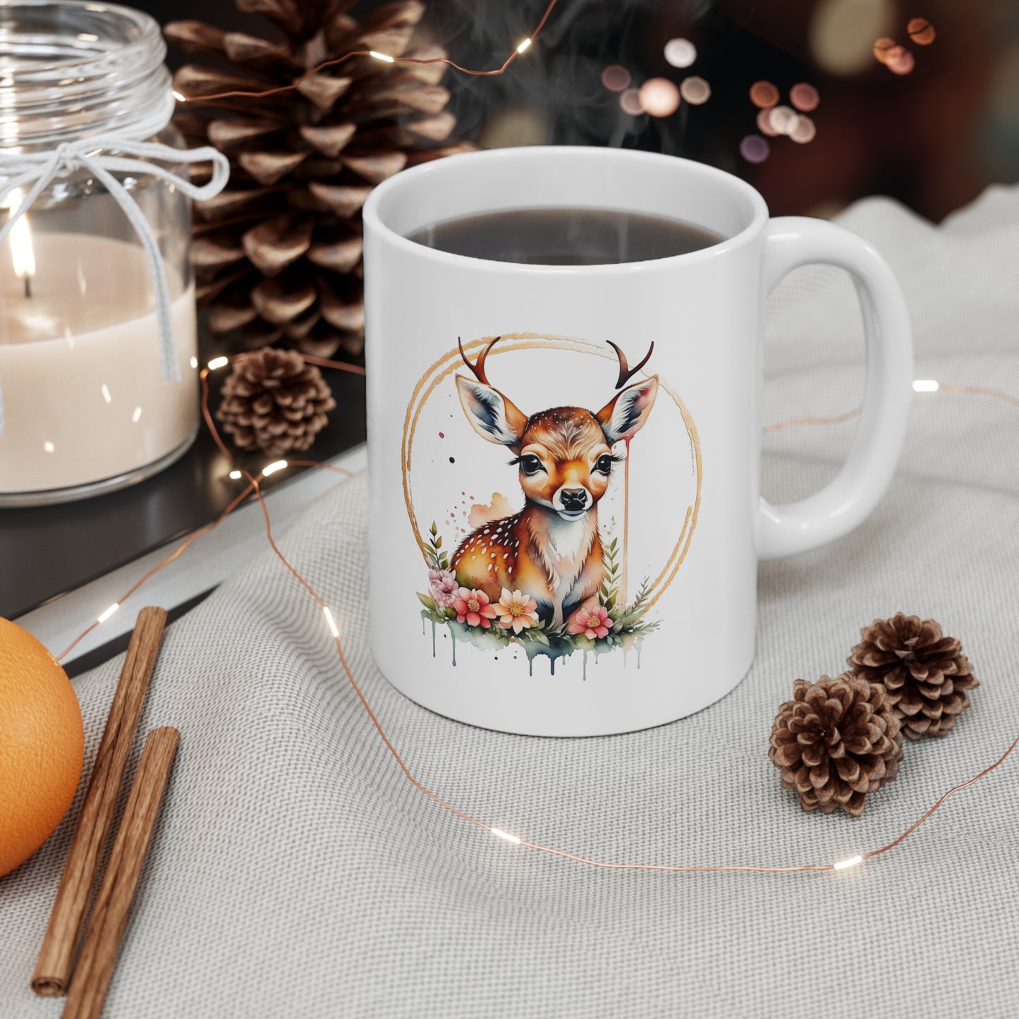 Golden Deer Ceramic Mug 11oz