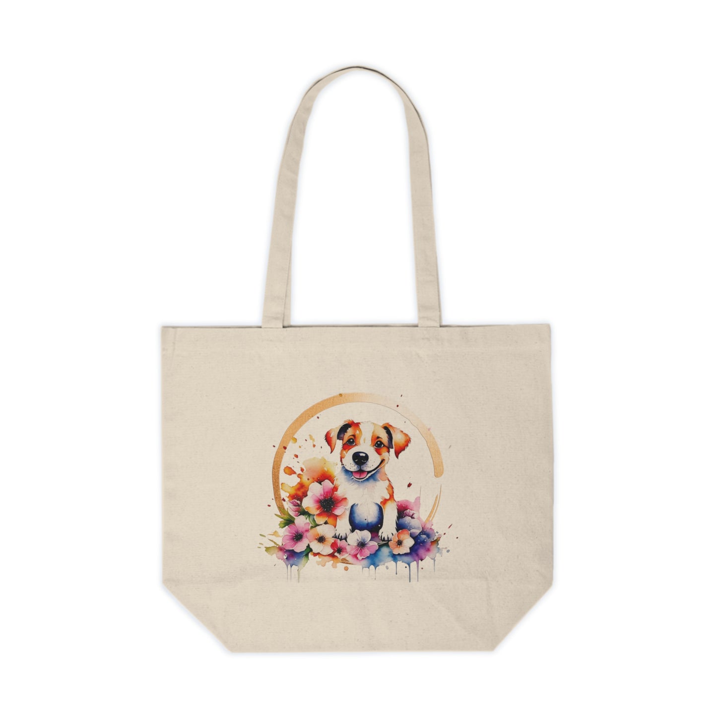 Golden Puppy Canvas Shopping Bag