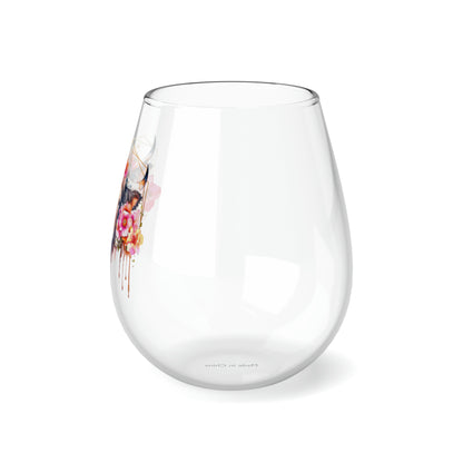 Golden Highland Cow Stemless Wine Glass, 11.75oz