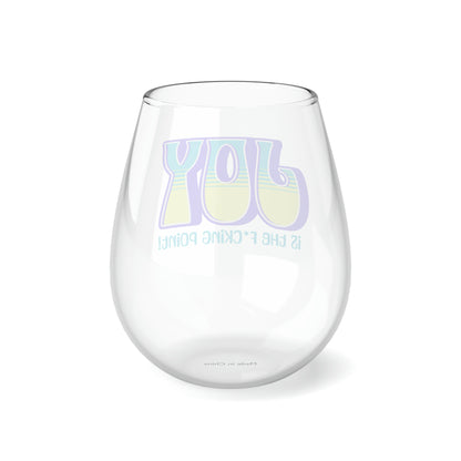 JOY (purple blue yellow) Stemless Wine Glass, 11.75oz