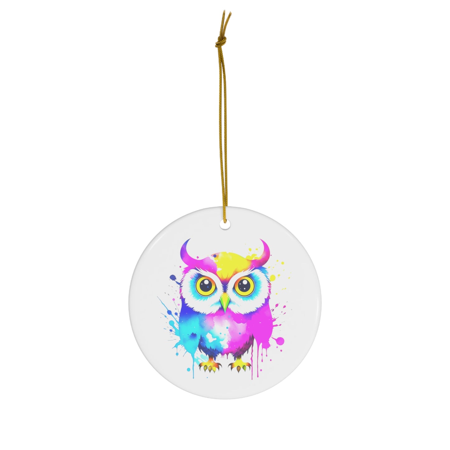 Vibrant Owl Ceramic Ornament