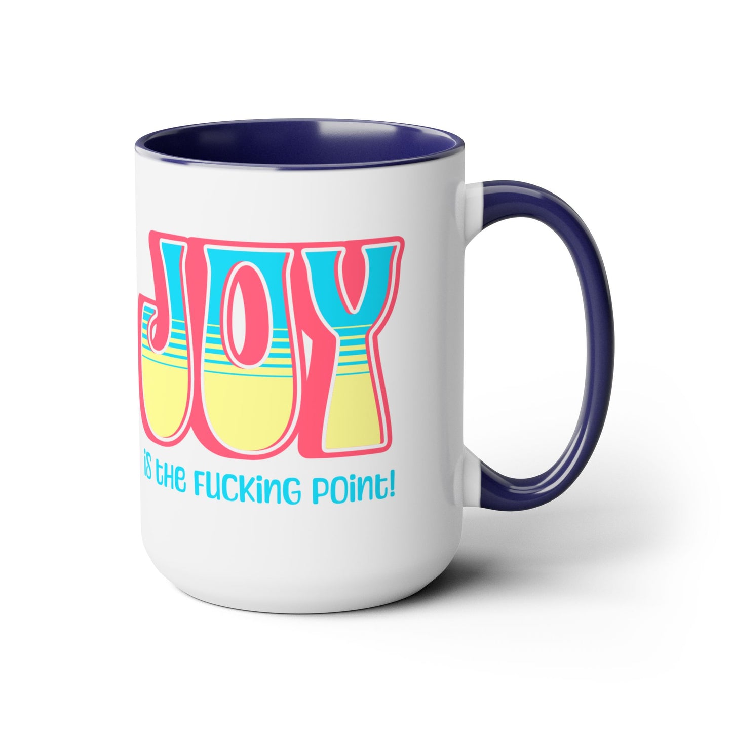 Salmon Blue Yellow Joy Two-Tone Mug, 15oz