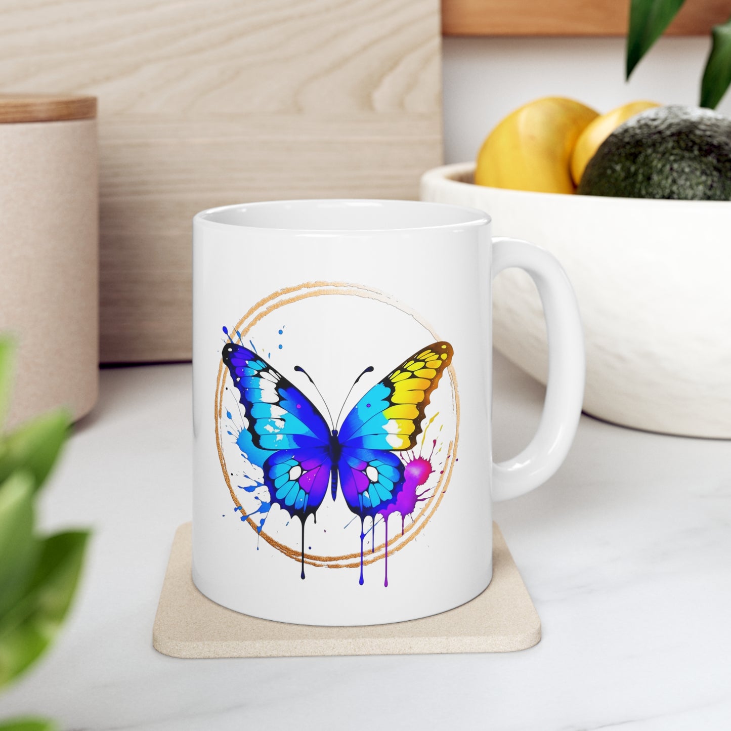 Vibrant Butterfly Ceramic Mug 11oz