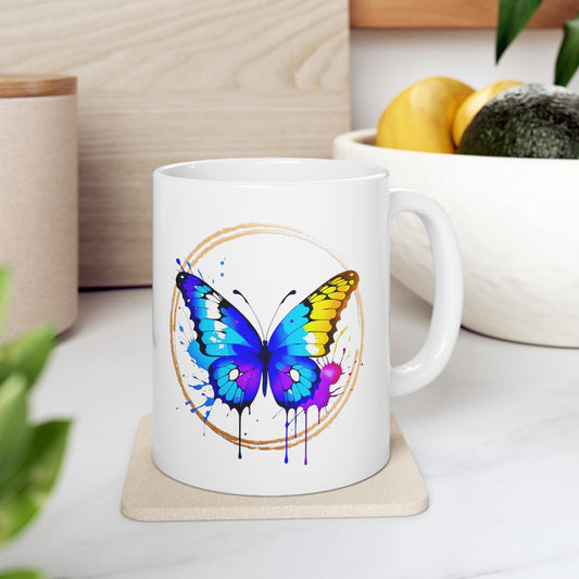 Vibrant Butterfly Ceramic Mug 11oz