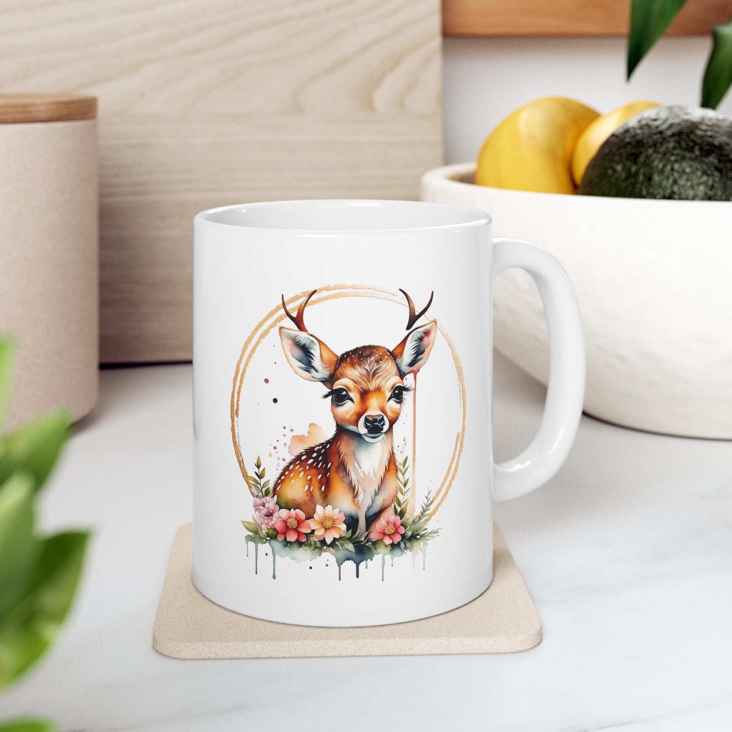 Golden Deer Ceramic Mug 11oz