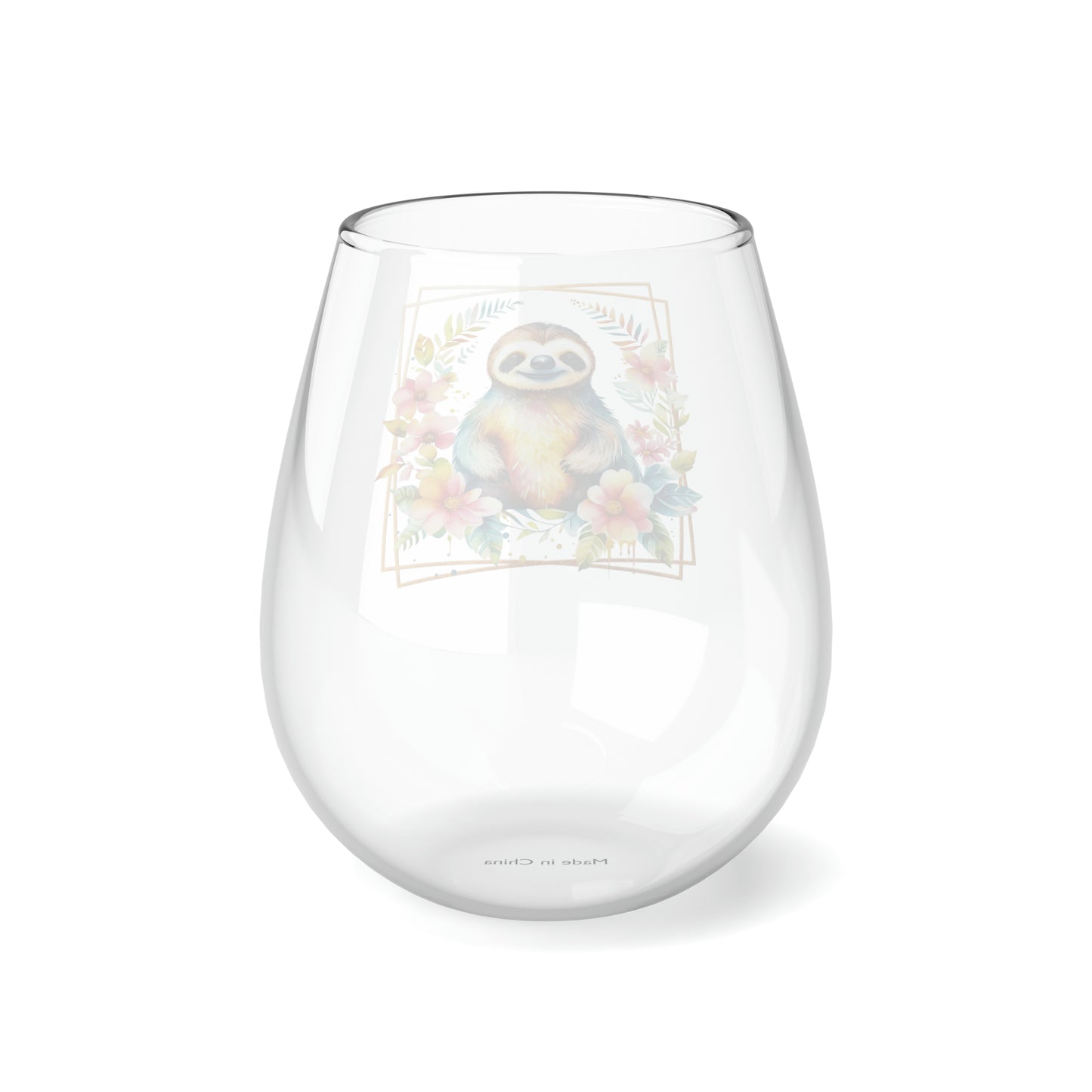 Golden Sloth Stemless Wine Glass, 11.75oz