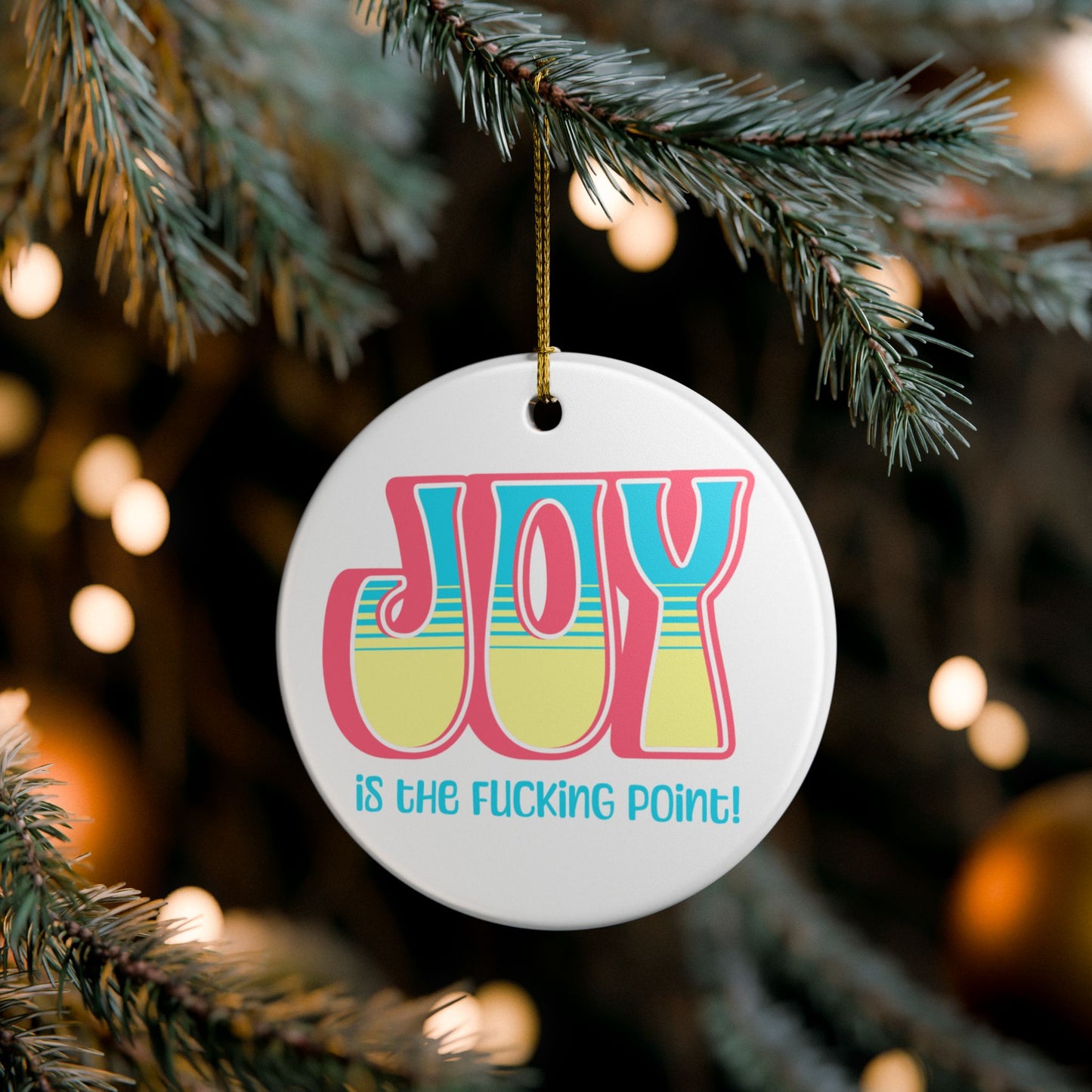 Salmon Blue Yellow Joy Ceramic Ornament,  (explicit)