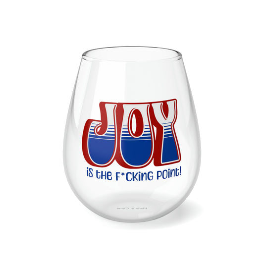 JOY (red white blue) Stemless Wine Glass, 11.75oz