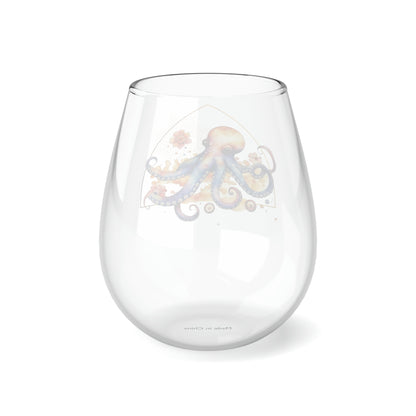 Golden Octopus Stemless Wine Glass, 11.75oz