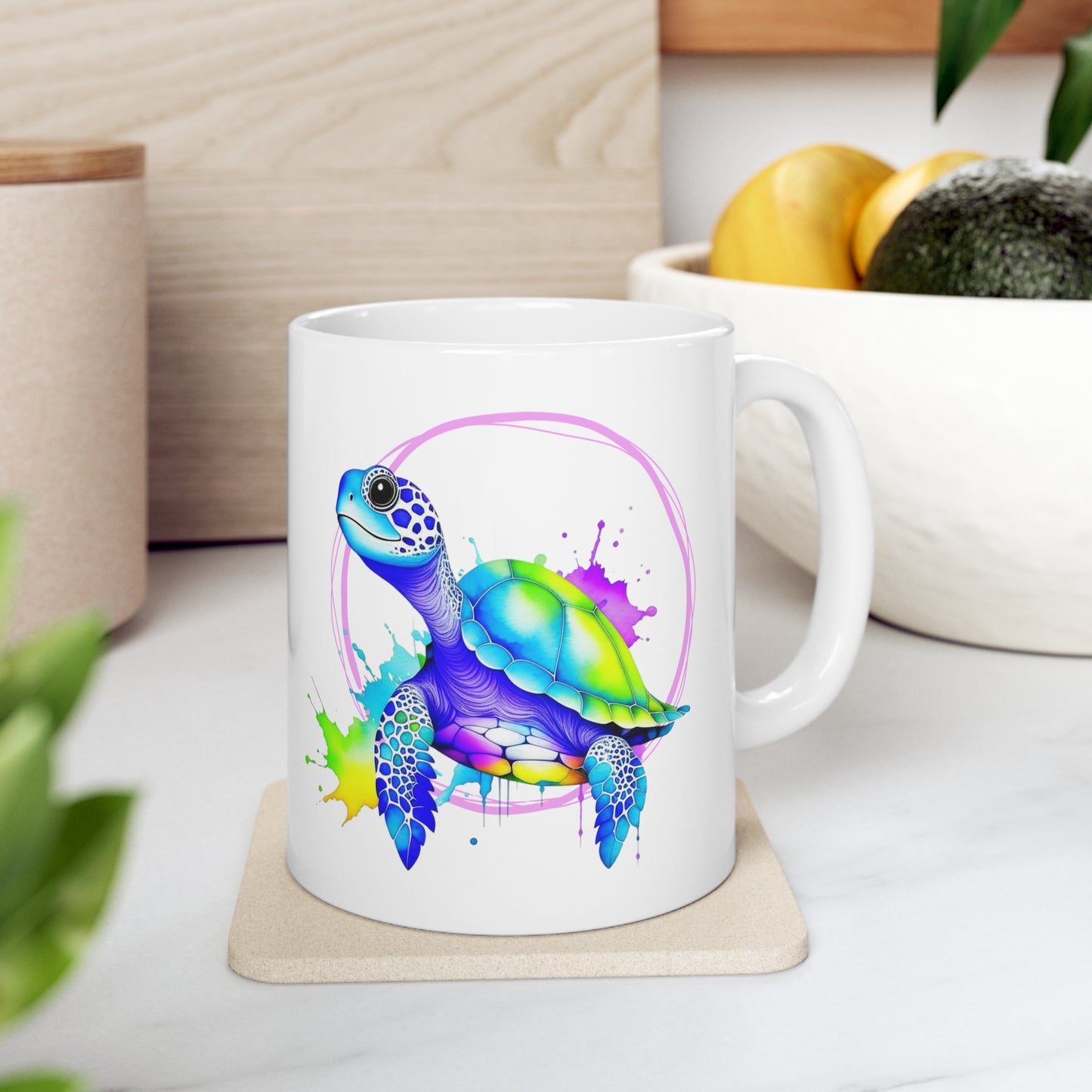 Vibrant Sea Turtle  Ceramic Mug 11oz